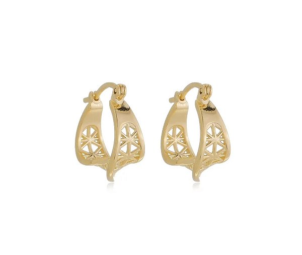 Brinco Argola Torcida Texturizada Vazada Ouro 18k — Ale Semijoias