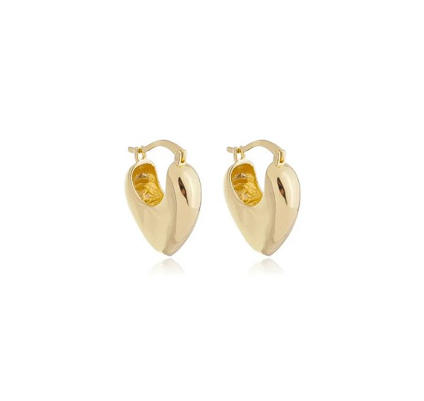 Brinco Argola Coração Liso com Fecho Italiano Banhado a Ouro 18k — Ale Semijoias