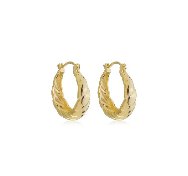 Brinco Argola Croissant Abaulada com Fecho Italiano Banhado a Ouro 18k — Ale Semijoias