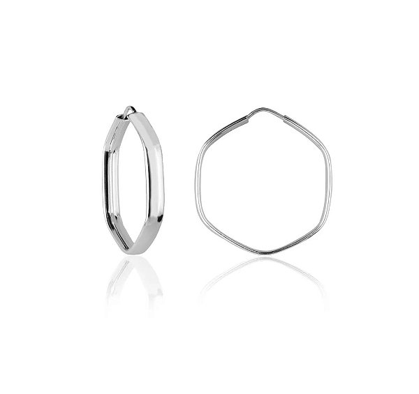 Brinco Argola Hexagonal Fio Liso em Prata 800 Pequena — Ale Semijoias