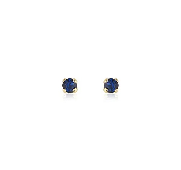 Brinco Infantil ou Segundo Furo Ponto de Luz Strass Azul Escuro Banhado a Ouro 18k — Ale Semijoias