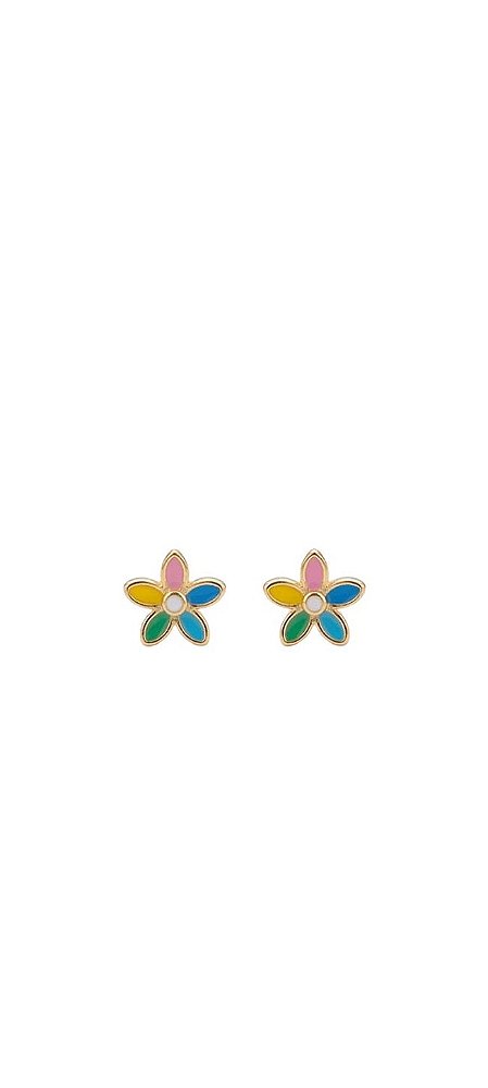 Brinco Baby Florzinha Multicolor Banho Ouro 18k - Ale Semijoias