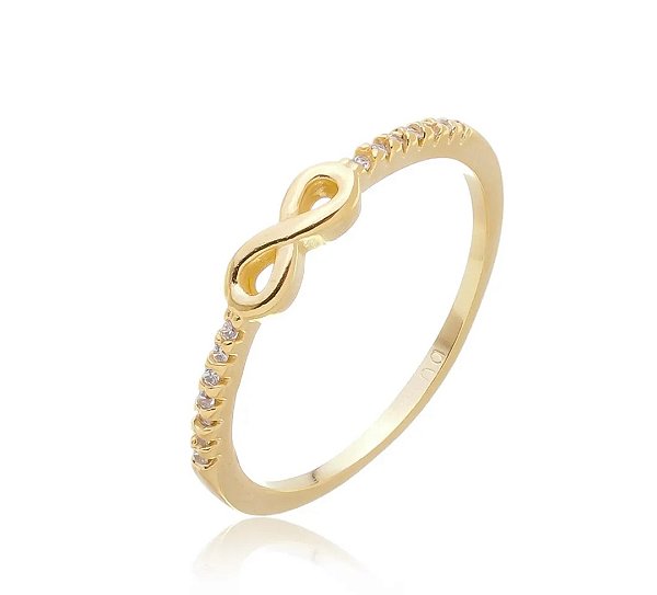 Aqui está o Anel Infinito com Microzircônias no mesmo padrão: Título: Anel Infinito com Microzircônias Banho Ouro 18k - Ale Semijoias