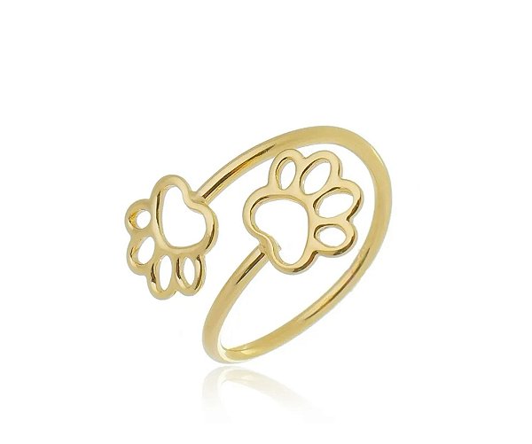 Anel de Falange Patinhas Vazado Ajustável Banho Ouro 18k - Ale Semijoias