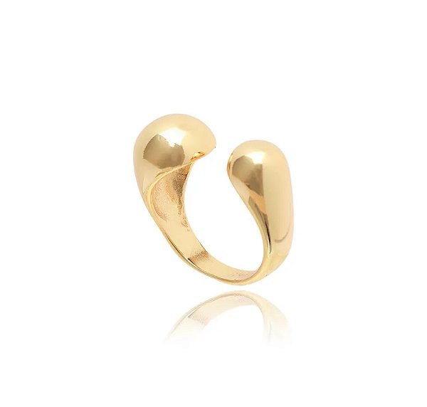 Anel Ajustável Duas Meias Esfera Banho Ouro 18k - Ale Semijoias