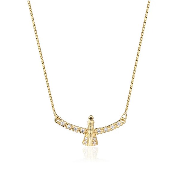 Colar Nossa Senhora com Zircônias Banho Ouro 18k - Ale Semijoias