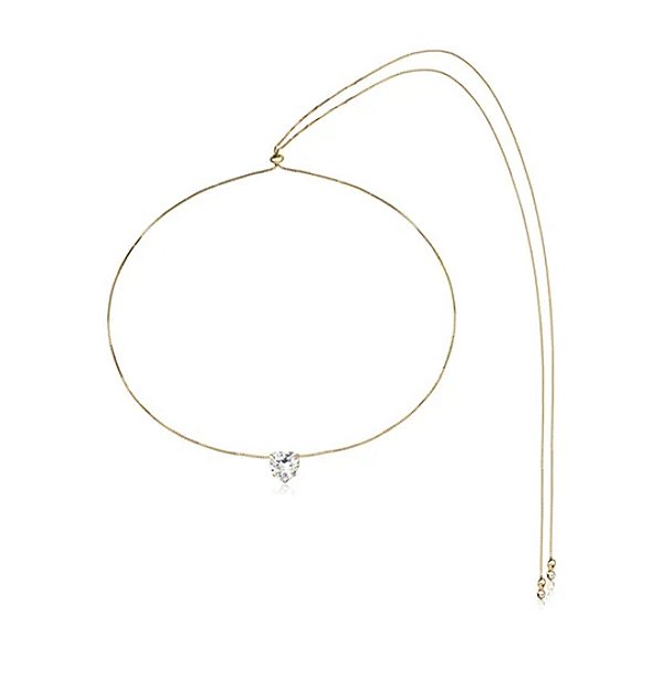 Colar Ajustável Coração Zircônia Banho Ouro 18k - Ale Semijoias