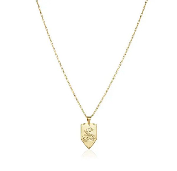 Corrente Masculina Cartier com Pingente São Jorge Banho Ouro 18k - Ale Semijoias
