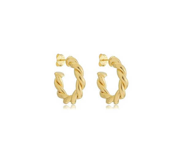 Brinco Argola Torcida Média Banho Ouro 18k - Ale Semijoias