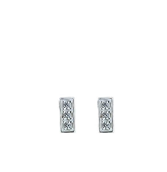 Brinco Palito Retangular Microcravejado Zircônia Cristal 7mm Prata 925 - Ale Semijoias