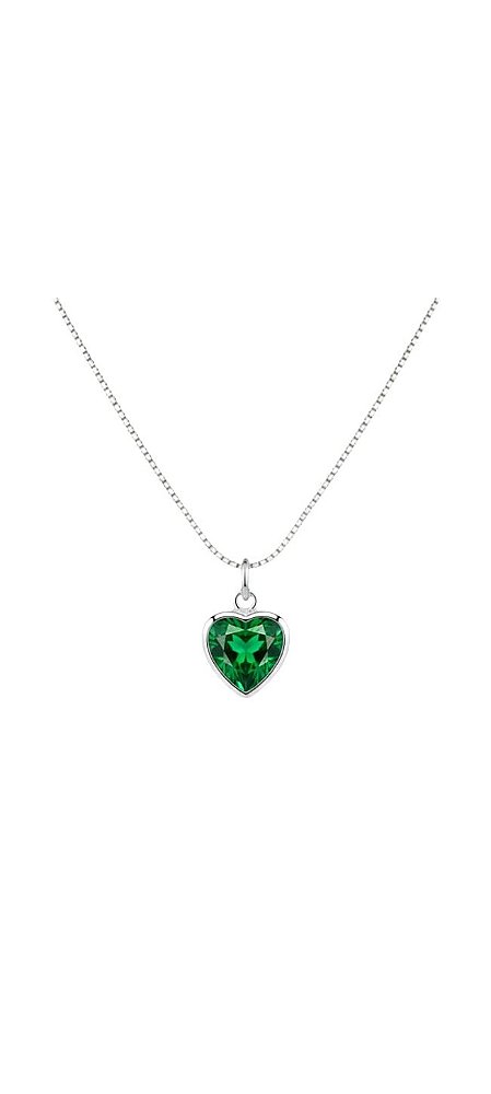 Colar Ponto de Luz Coração Zircônia Verde Esmeralda Corrente Cadeado 45cm Prata 925 - Ale Semijoias