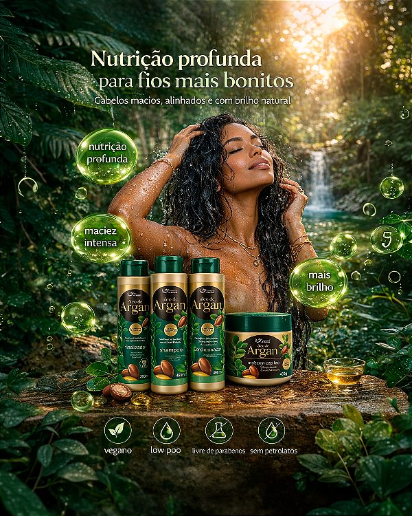 Kit Óleo de Argan e Moringa Suave Fragrance 4 Itens – Shampoo, Condicionador, Máscara e Finalizador Hidratação e Nutrição Capilar