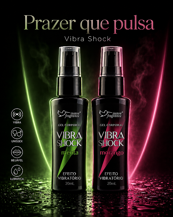 Kit Gel Corporal Vibra Shock Menta e Morango 20mL com Jambu Efeito Vibratório Unissex Beijável – Suave Fragrance