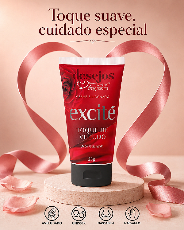 Creme Siliconado Excité Toque de Veludo 25g Unissex para Massagem Corporal Aveludado Ação Prolongada – Suave Fragrance
