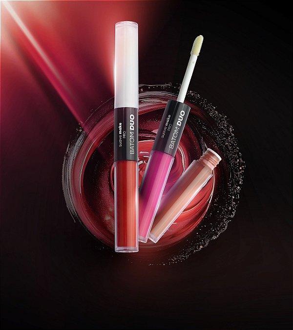 Batom Duo 2 em 1 Suave Make Pro – Batom Líquido Matte Alta Fixação + Gloss Preenchedor com Ácido Hialurônico
