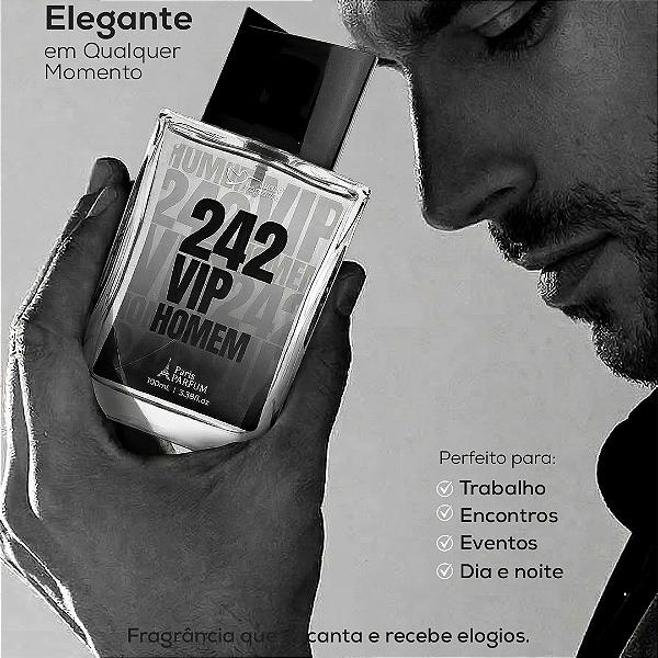 Perfume Masculino 242 VIP Homem 100ml Suave Fragrance – Oriental Amadeirado com Limão, Menta, Maçã, Musk e Madeira