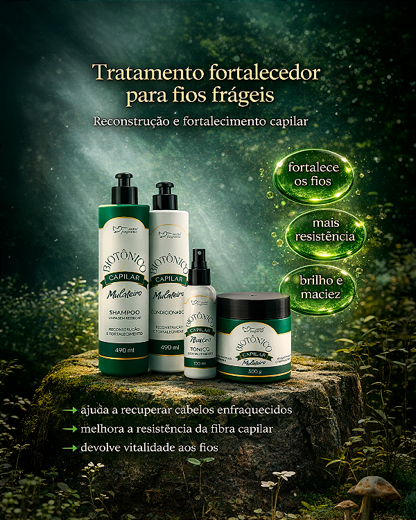 Kit Biotônico Capilar com Mulateiro Suave Fragrance 4 Itens – Shampoo, Condicionador, Máscara e Tônico Fortalecimento e Reconstrução