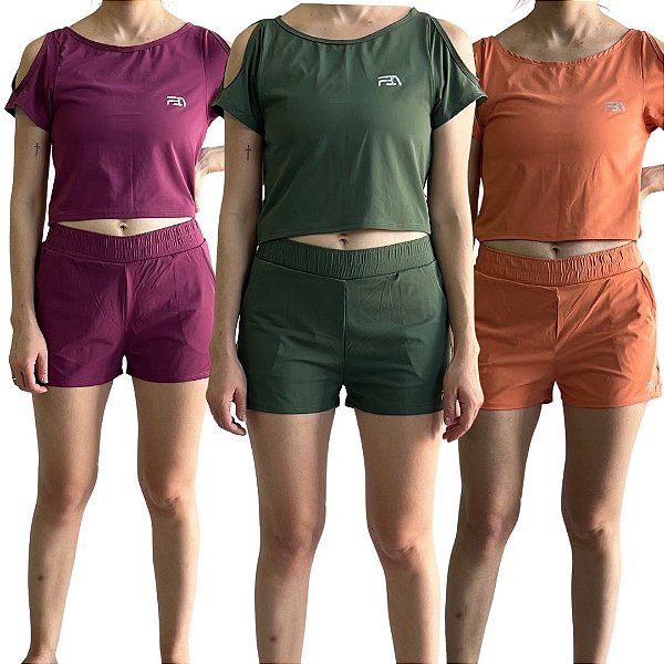COJUNTO LUNA SHORT DUPLO E CROPPED DE MANGA CURTA