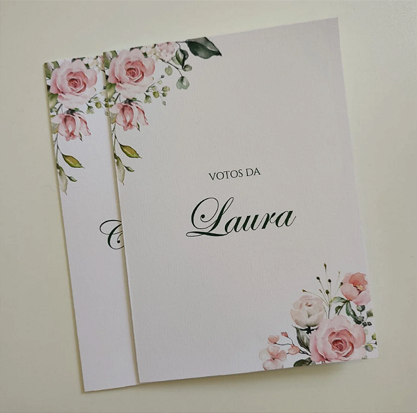 Cartão de Votos Noivos Floral Rosê Bellagi