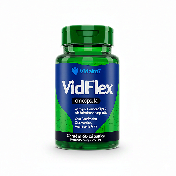 Colágeno Tipo 2 + Glucosamina e Condroitina 60 Cápsulas | Articulações VidFlex