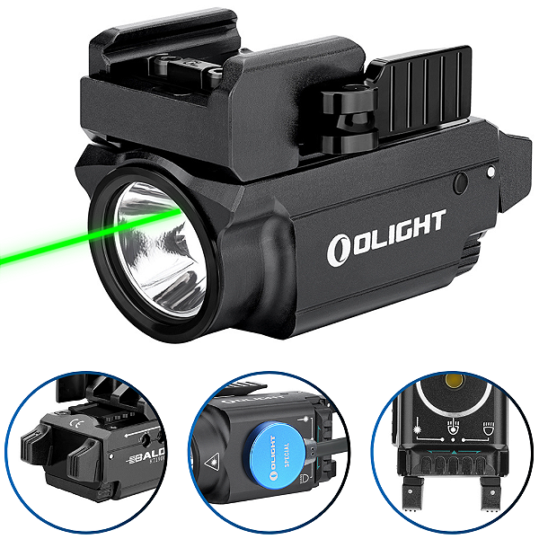 Lanterna Olight Baldr Mini 600 Lúmens 130 Metros Laser Verde - Preta