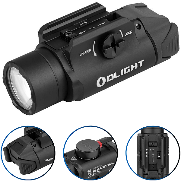 Lanterna Olight PL-3R Valkyrie 1500 Lúmens 205 Metros - Preta