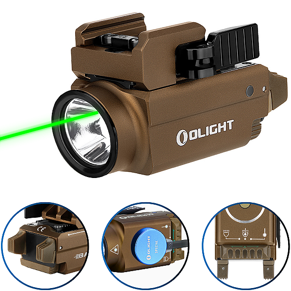 Lanterna Olight Baldr S 800 Lúmens 130 Metros Laser Verde - Desert Tan
