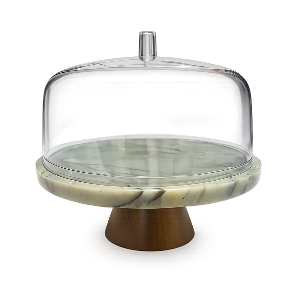 Boleira de Quartzito com Base em Madeira Premium