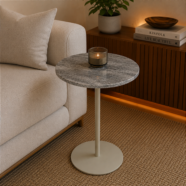 Mesa Lateral de Mármore Premium para Sala
