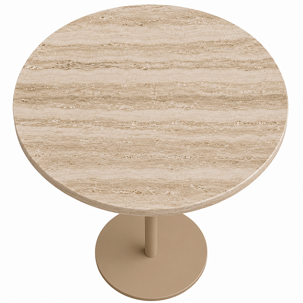 Mesa Lateral Matera 50cm de Travertino e Base em Aço