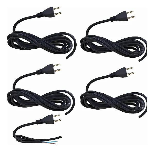 Cabo Elétrico Pp 2x1,5mm C/3mts P/ferramentas Elétricas 5und