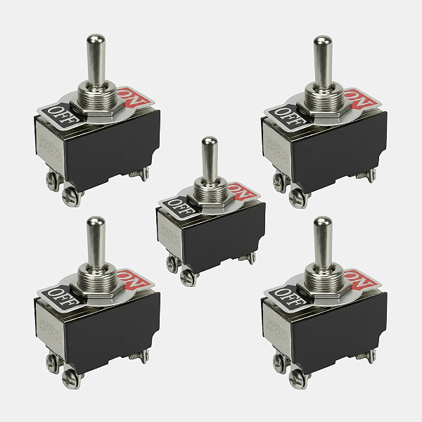 Kit 5 Chave Alavanca 10amp / 250v 4 Polos On/off