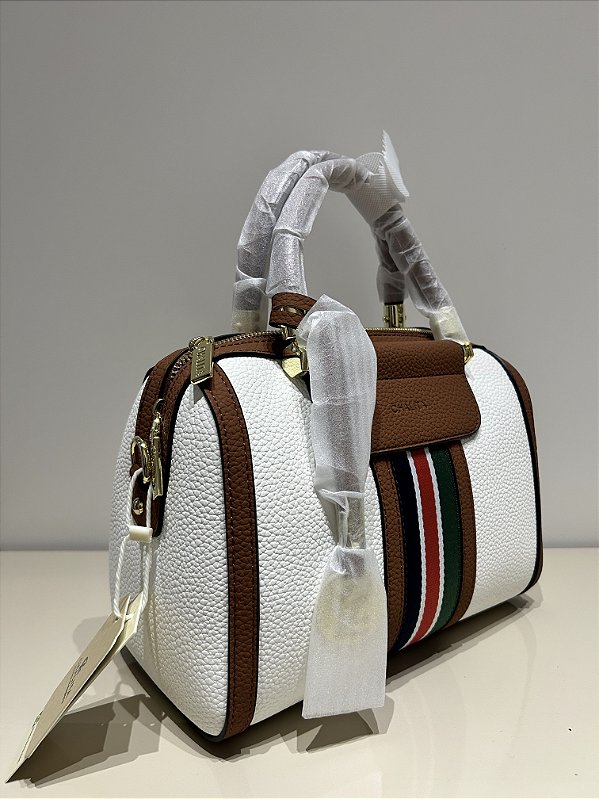 Bolsa Chalita Luxo Baú Branco com Alça de Mão e Transversal (CH355A)