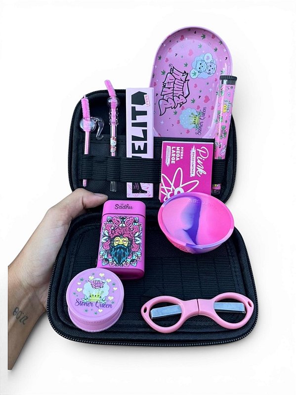 Kit Sadhu Impermeável Rosa Completo + Piteira de Vidro
