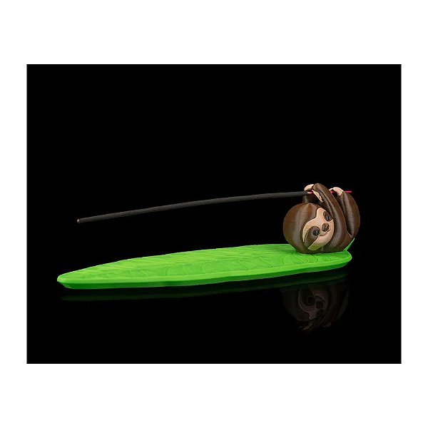 Incensário Folha E Bicho Preguiça - Porta-incenso Decorativo Verde Lisa