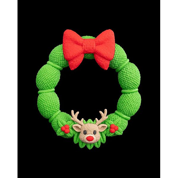 Guirlanda De Natal Decorativa Rena  Enfeite Com Laço Verde