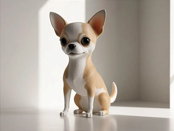 Estatueta Chihuahua Réplica 3cm Plástico Branco
