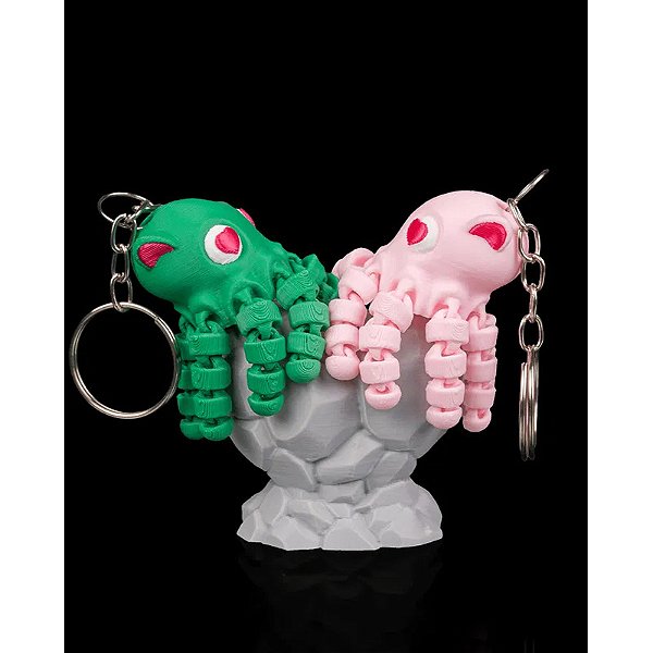 Kit Chaveiros Polvo Articulado E Base Decorativa Verde