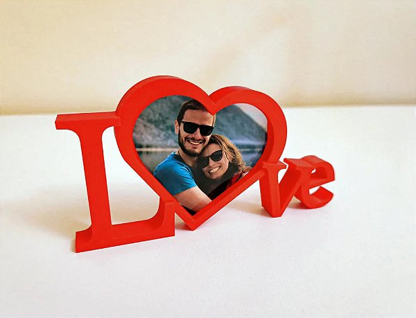 Porta-retrato Decorativo Love Com Coração Vermelho Coração