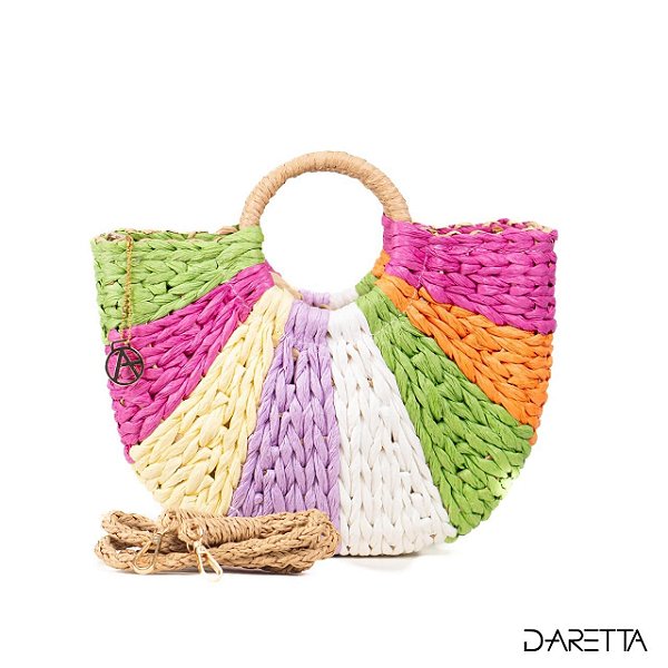 Bolsa de palha colorida