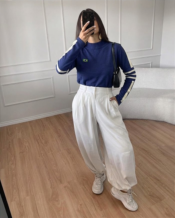 Blusa modal Brasil - Listras/Azul