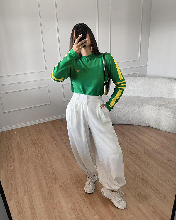 Blusa modal Brasil - Listras/Verde