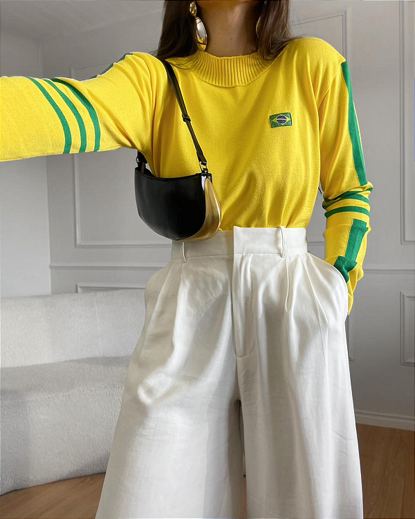 Blusa modal Brasil - Listras/Amarela