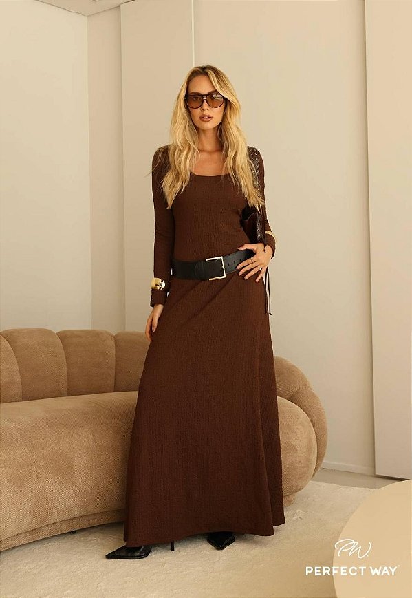 VESTIDO FEMININO EM MALHA TEXTURIZADA-PERFECT WAY
