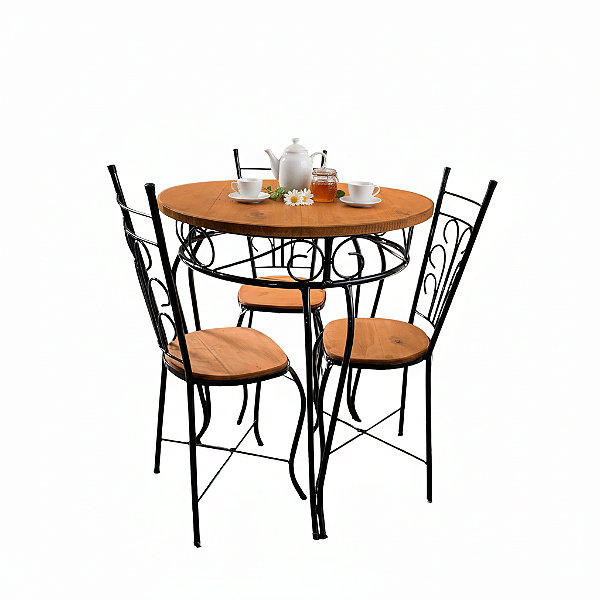 Jogo mesa de chá com 3 cadeiras