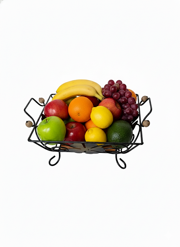 Fruteira rústica quadrada de mesa