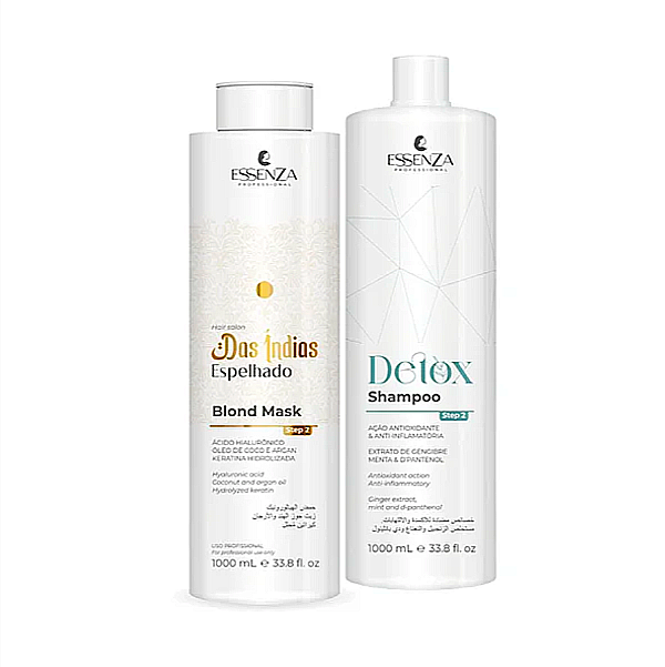 Essenza Kit Das Índias Espelhado Blond + Detox Shampoo - Nutrição e Brilho Intenso