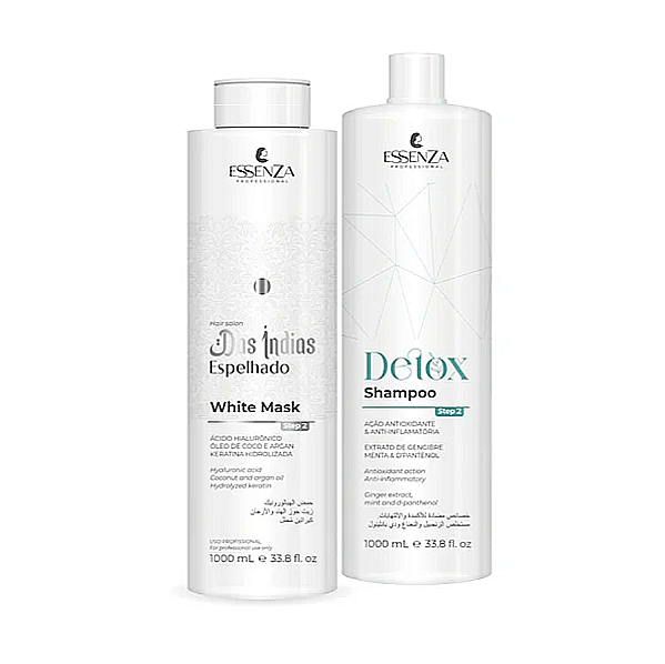 Essenza Kit Das Índias Espelhado White + Detox Shampoo - Nutrição e Brilho Intenso