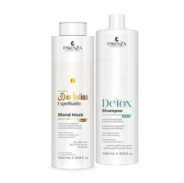 Essenza Kit Das Índias Espelhado Blond + Detox Shampoo - Nutrição e Brilho Intenso