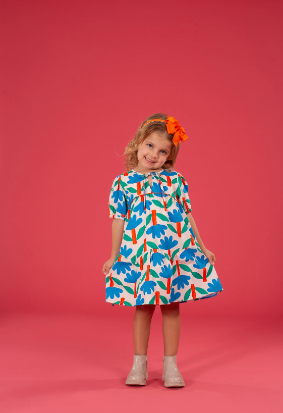VESTIDO PRECOCE FLORES PINTADAS OFF - MVT5351